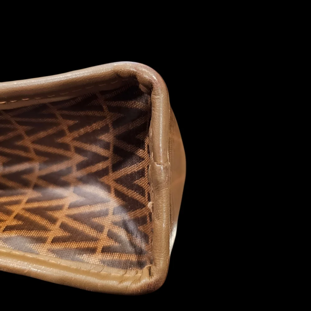 MARIO VALENTINO V-Pattern Tan and Brown Clutch